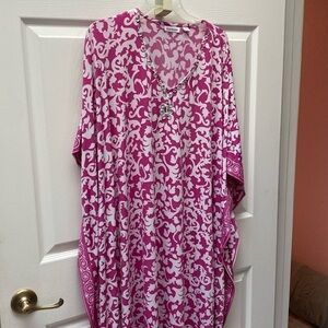B womens Joan Rivers casual pink stretch dohlman sleeve plus size dress P1X